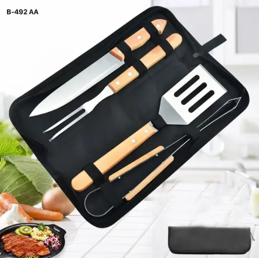 [B-491] KIT x 4 HERRAMIENTAS DE BARBACOA  