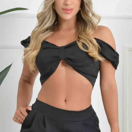 [8037] BLUSA MOÑO NEGRA TL NEGRO