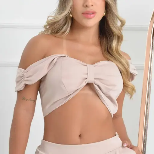 [8037] BLUSA MOÑO CAQUI TL CAQUI