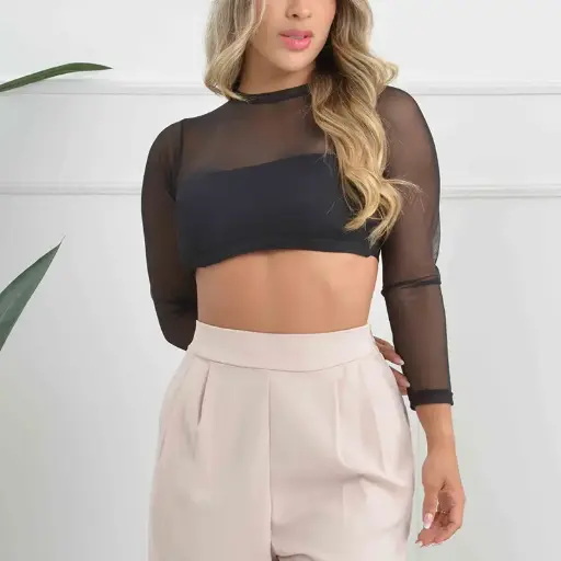 [B904] BLUSA MALLA NEGRA TS NEGRO